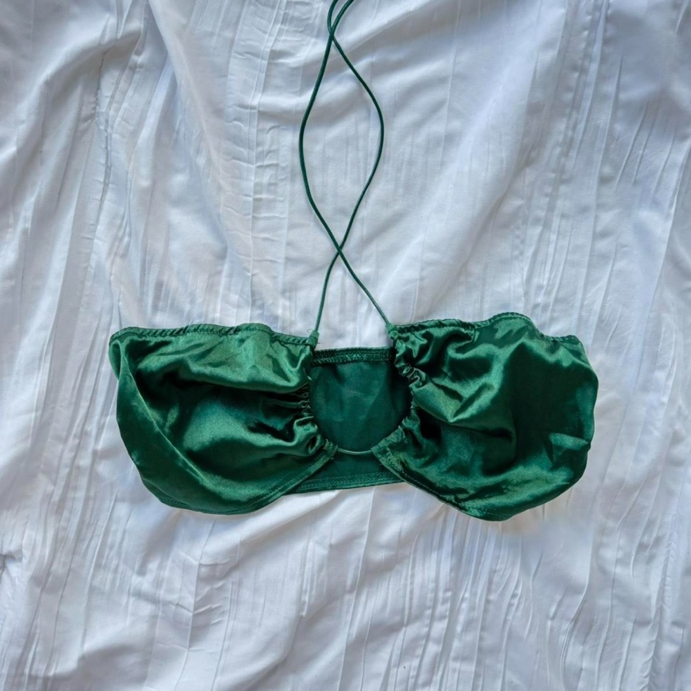 Green Satin Halter Top